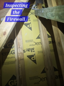 BAA Inspections verifying Gypcrete shaftliner firewall installation during a new construction attic inspection in Florida.